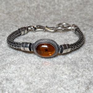 Vintage Sterling Silver 925 Amber Bracelet